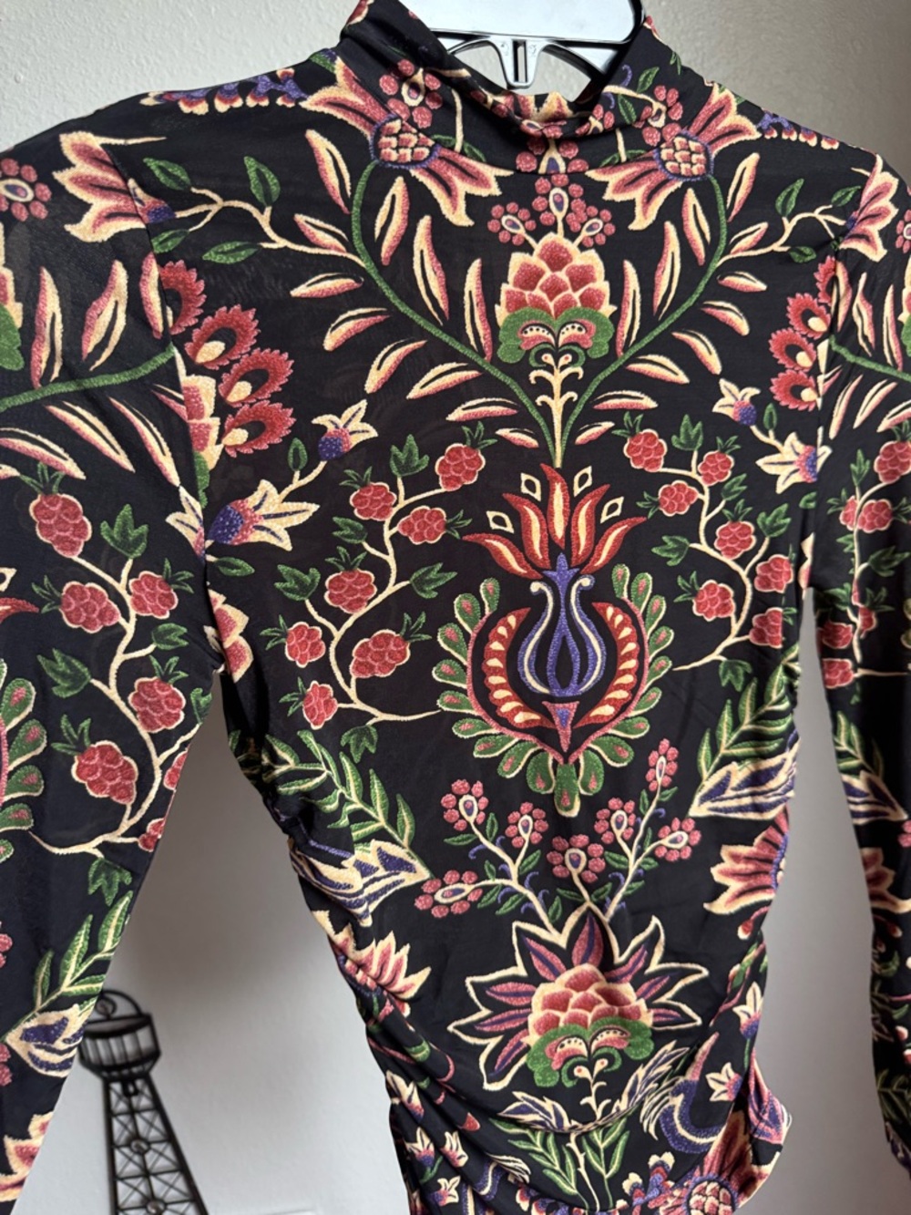 NWT Farm Rio Ikat Floral Shirt Long Sleeve Top Sz XS - Picture 7 of 11